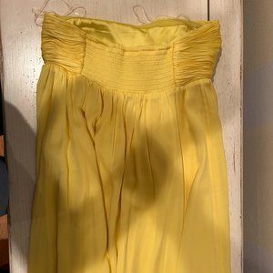 Alice and Olivia Short Yellow Strapless Silk Dress